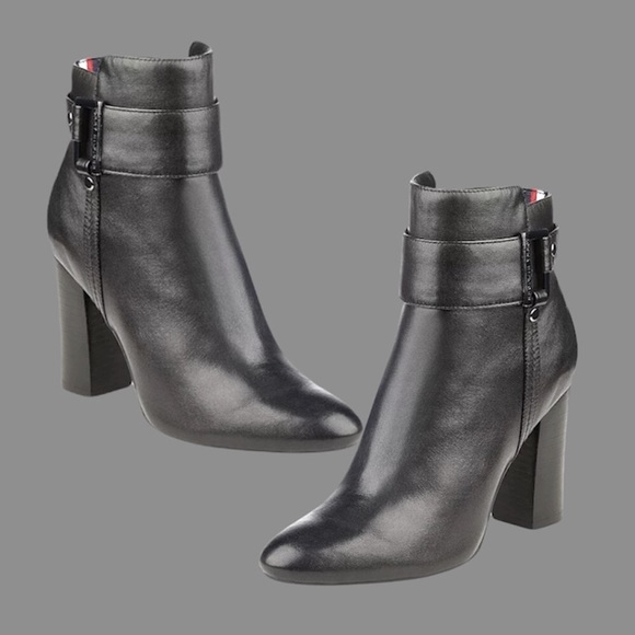 🛑BOGO🆕Tommy Hilfiger Black Leather Ankle Boot - Picture 8 of 8